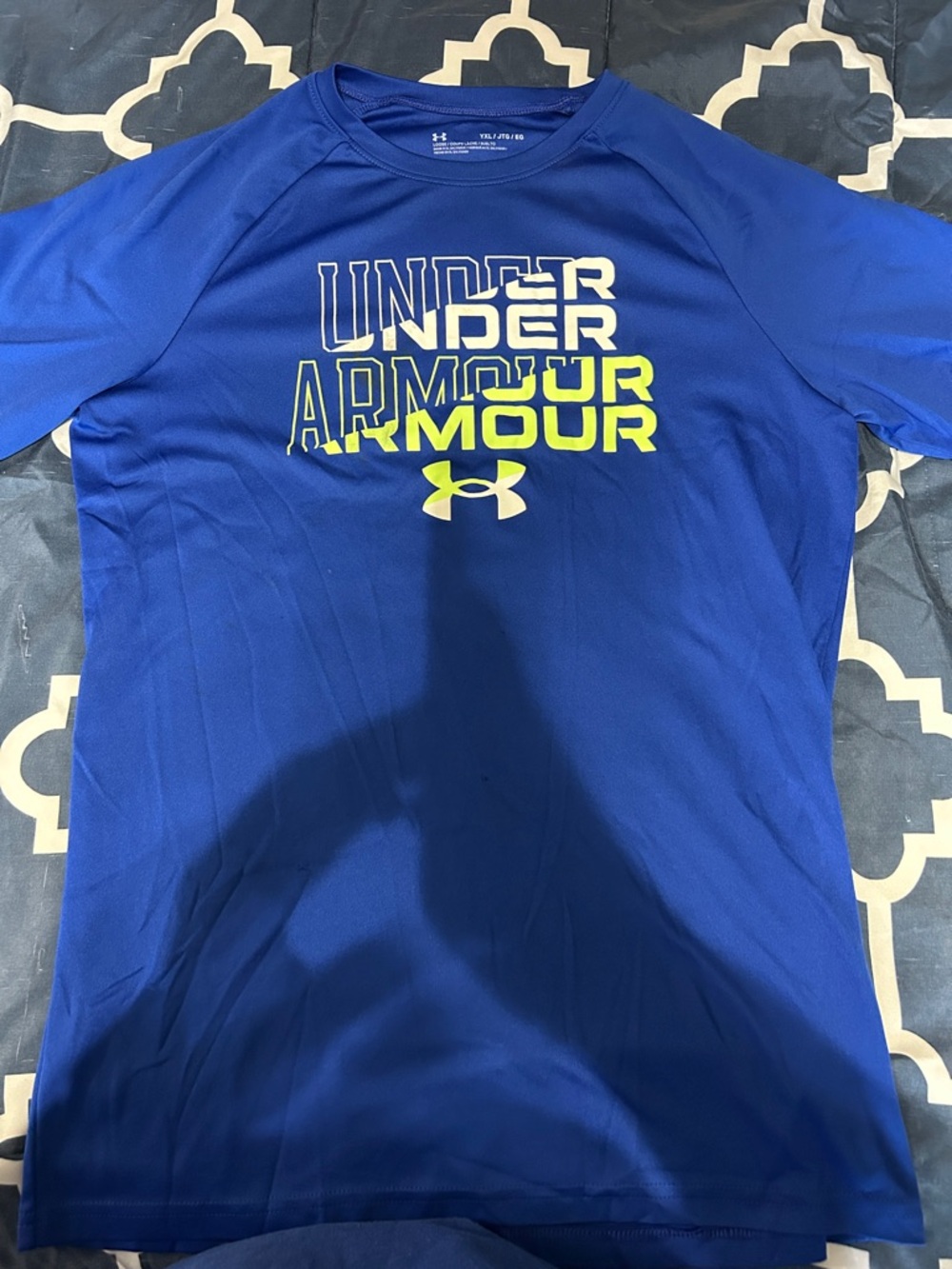Under Armour Royal Blue Performance Tee with Neon Yellow Logo
